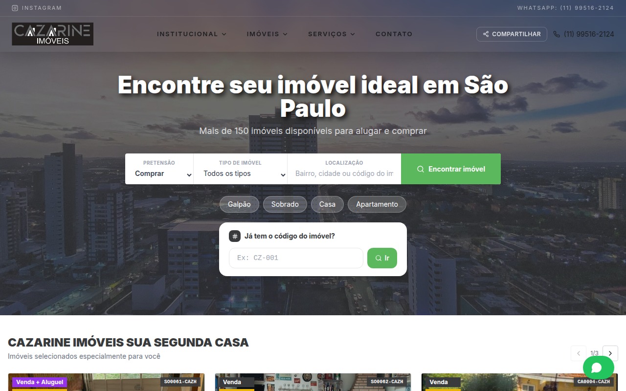 Imóveis Caza — site criado com Nativy Imob